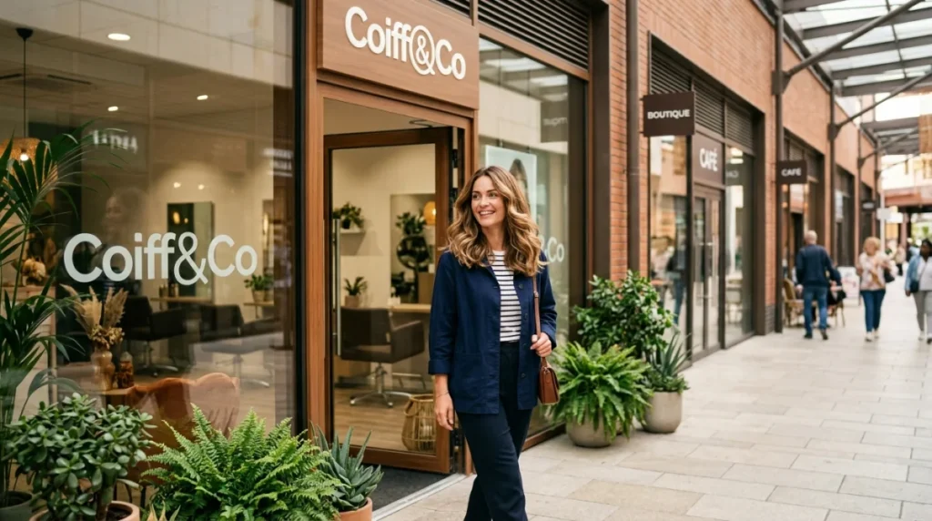 Avis Coiff&Co La Chapelle Saint Luc : cliente satisfaite sortant du salon de coiffure
