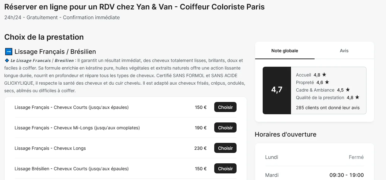 Avis sur yan et van coiffeur coloriste paris, notre analyse honnête du salon