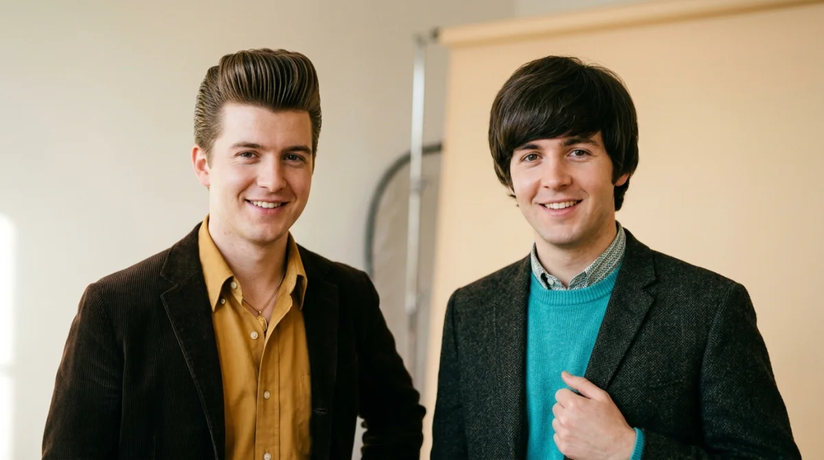 Coiffures homme années 60 : pompadour et mop top, style vintage et élégant