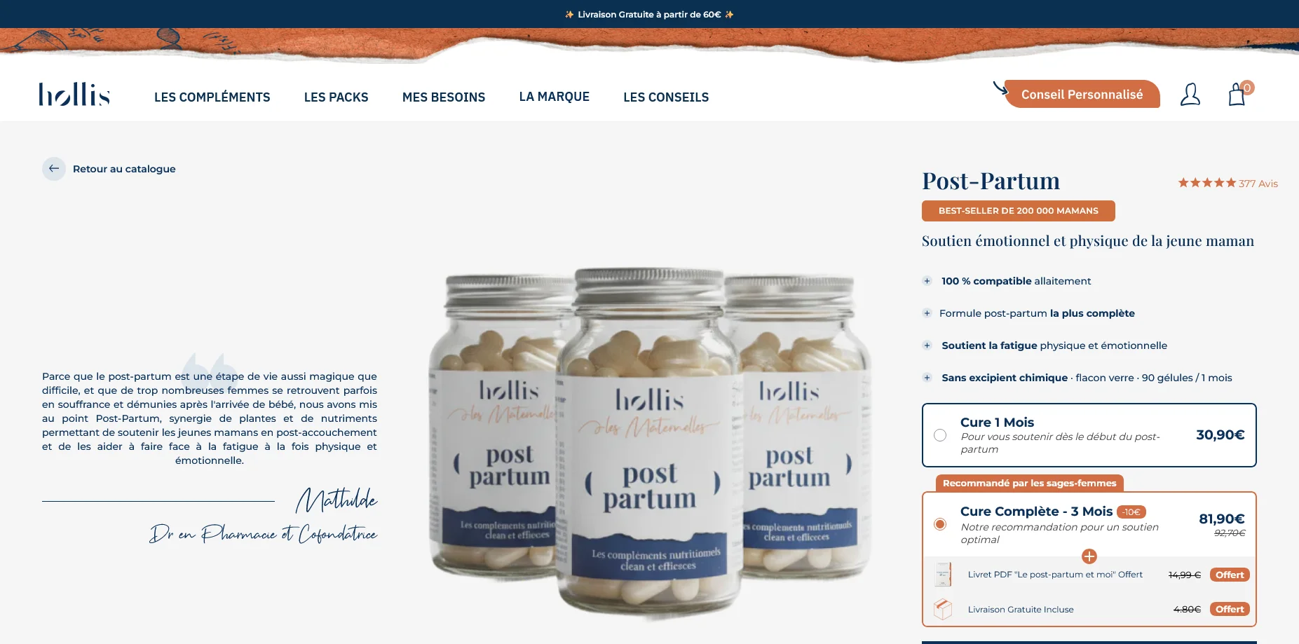 Hollis post partum avis, ce que vaut vraiment ce complément après l'accouchement