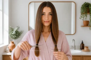 Comment couper les pointes de cheveux seule avec des élastiques et des ciseaux de coiffure